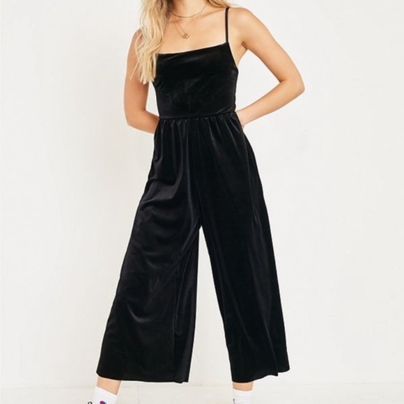 Urban Outfitters Pants - Urban Outfitters Black Velvet Wide Leg Jumpsuit